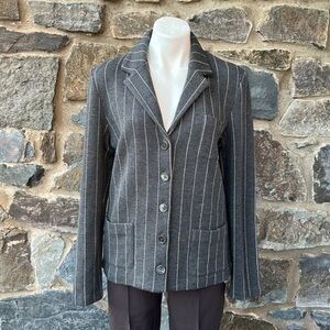 Lauren Ralph Lauren Vintage Merino Wool Pin Stripe Blazer Jacket in Gray Size M